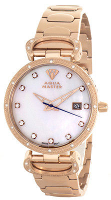 Aqua Master Womens Pearl Dial Rose Gold Tone St. Steel Bracelet Watch W#359_4