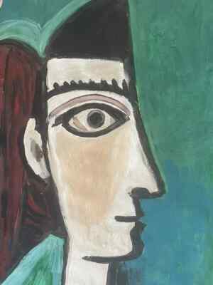 PICASSO Pablo Original French Art Signed Mid Century Profile Woman