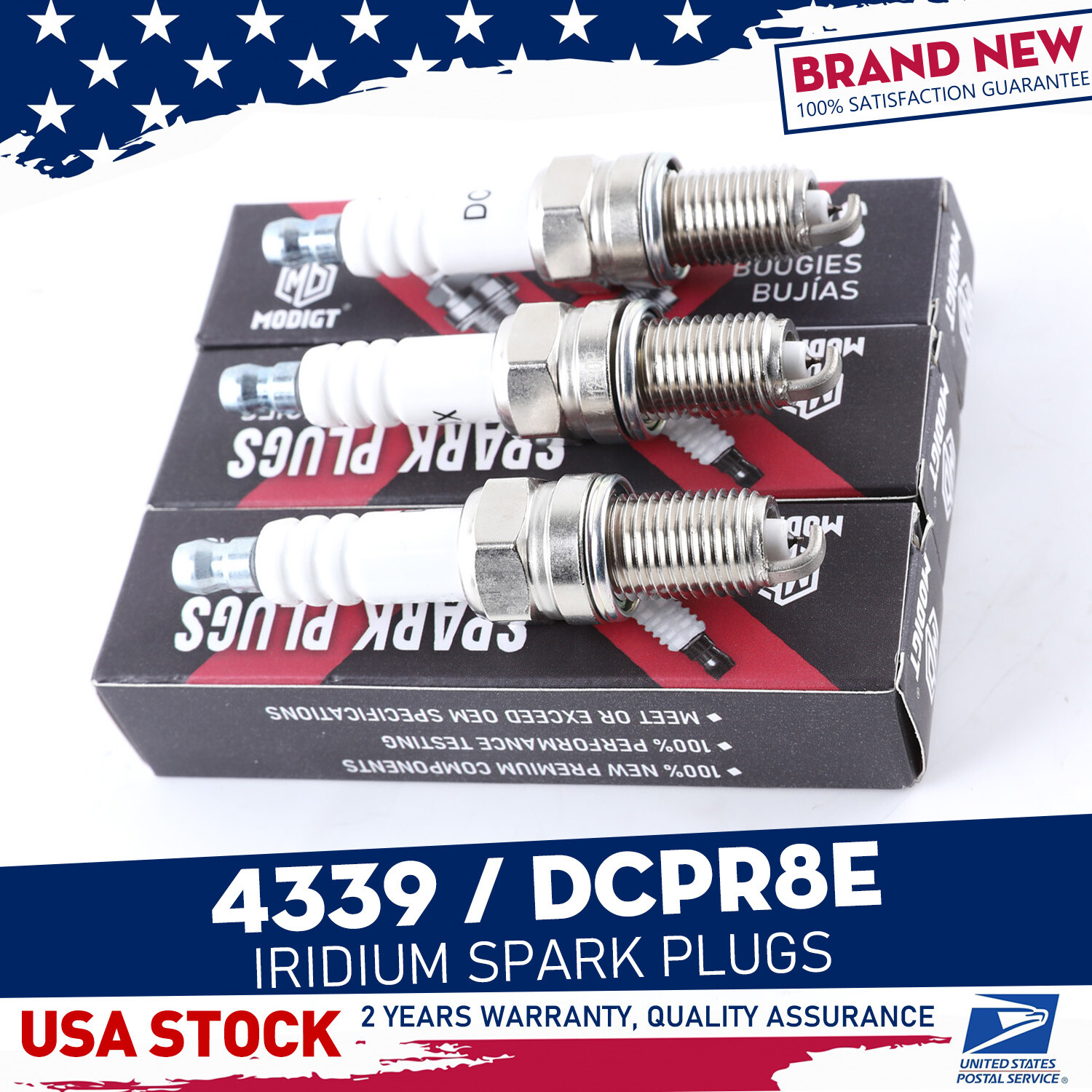 3pcs For NGK Spark Plug 12mm Copper Core Iridium Flat Seat 4339 DCPR8E OEM NEW