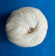 Pure wool yarn sport weight, one ball, white,  160 yards, 1.7 oz,
