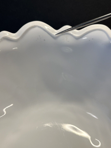 Vintage INDIANA weiß Milchglas WILDROSE Muster Obst Dessert SERVIERSCHALE 3,25x9 - Bild 9 von 17