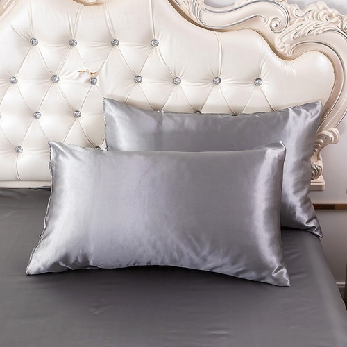 Dreiteilige Satin Eis Seide Kühlbettdecken Bettwäsche Sets Kissenbezug Reißverschluss - Bild 35 von 119