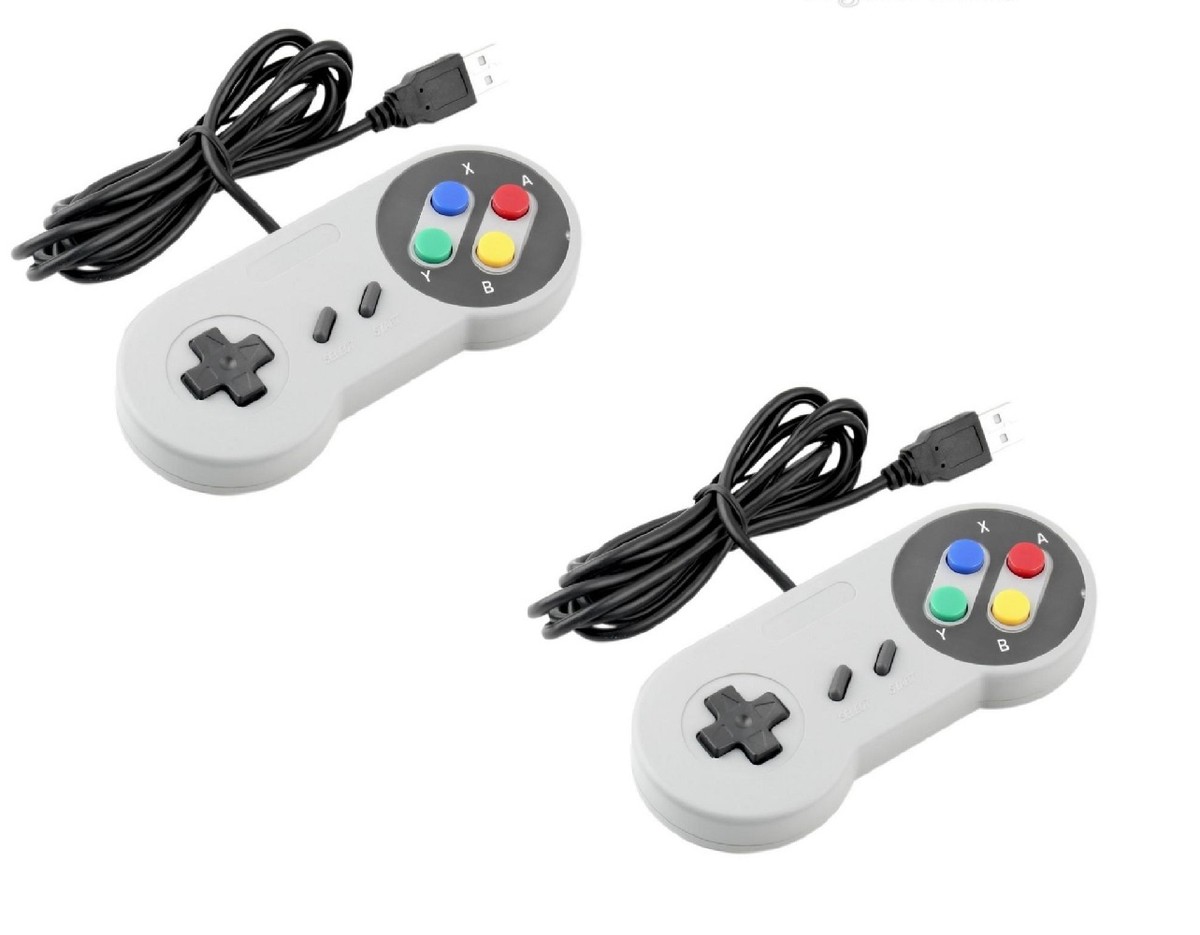Lot De 2 Manettes SNES USB - Pour PC Et MAC - Plug And Play - Couleur Gris - Neuf