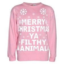 Girls Boys Xmas Jumper Baby Pink Sweatshirt Ya Filthy Animal Gifts For Childern