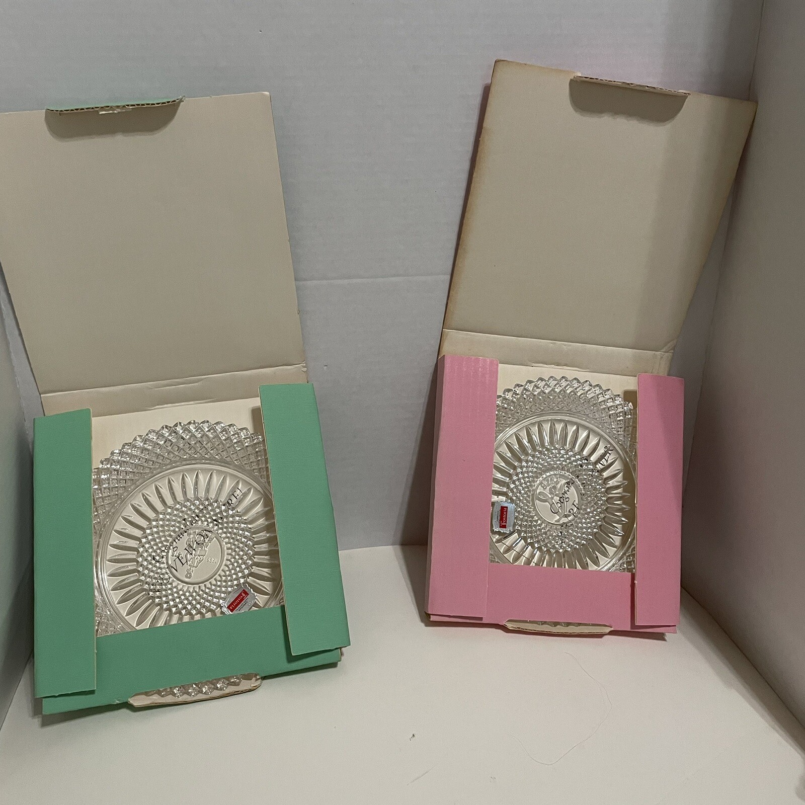 Vintage~ Beautiful 1978 Avon 92nd Anniv Set of 2 FOSTORIA LEAD CRYSTAL ~8