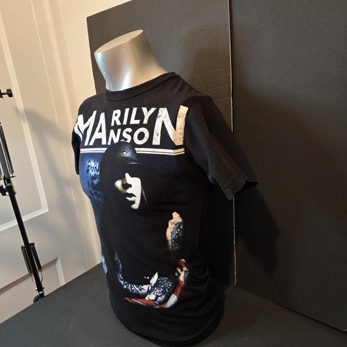 VTG Marilyn Manson Black T-Shirt XS 100% Cotton Band Heavy Metal Alt Y2K Music - Picture 5 of 18