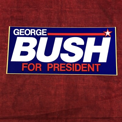 George Bush Bumper Sticker Republican Vintage Campaign 7.75