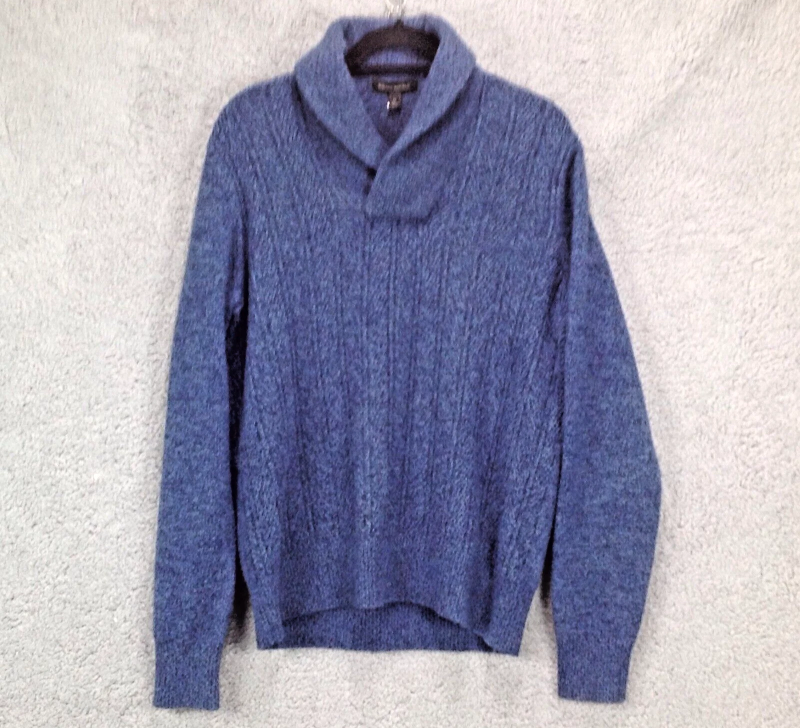 Banana Republic Sweater Mens M Pullover Blue Lambswool Knit Preppy Shawl Collar