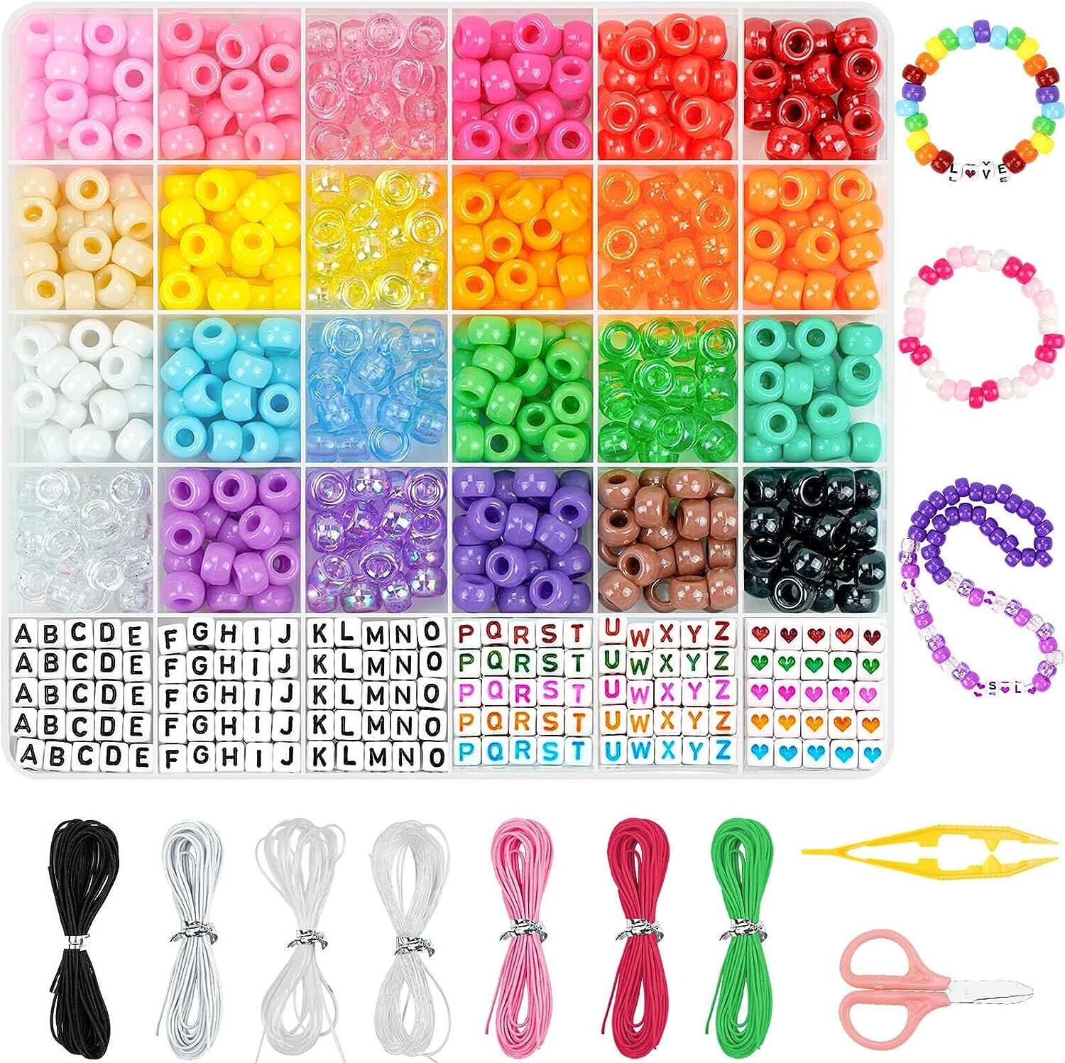 DIY Kandi Bracelet Kit with Waterproof Pony Beads & Letter Charms-image