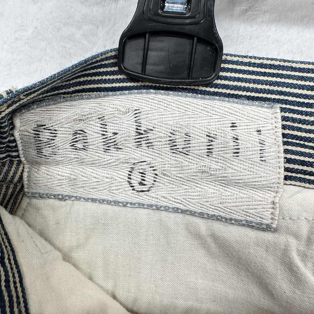 45RPM 45R Pants Womens Size 1 Bakkurii Hickory Stripe Indigo