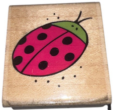 Stampabilities Lady Bug Whimsical Insect Wooden Rubber Stamp