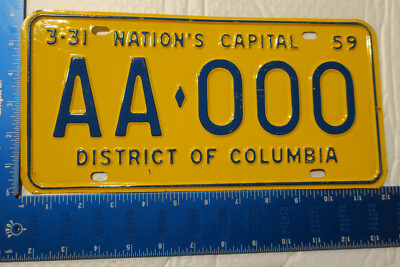1959 59 DISTRICT OF COLUMBIA WASHINGTON DC LICENSE PLATE SAMPLE TAG AA ...