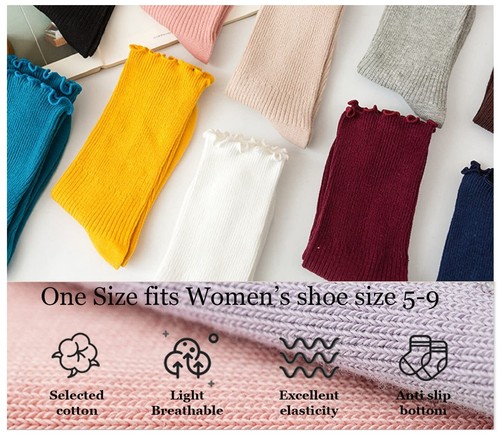 Ruffle Socks Women Cotton Socks Cute White Socks for Women Girls Lettuce Edge... - Picture 4 of 7