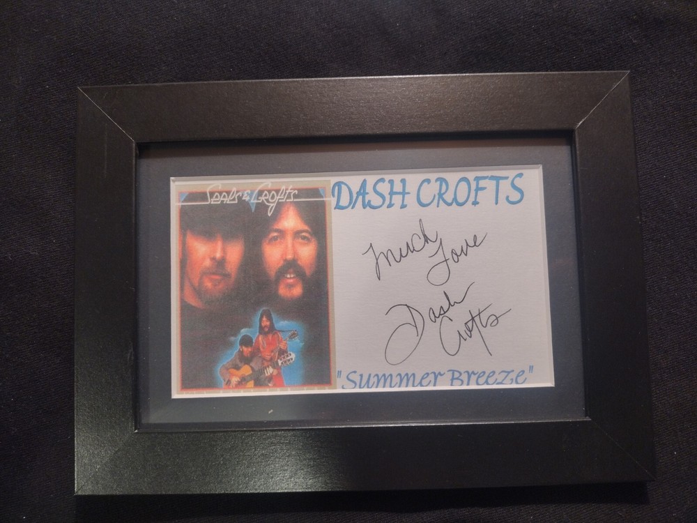 SEALS & CROFTS (DASH CROFTS) SIGNED 3" X 5" PHOTO CARD IN 5" X 7" BLACK FRAME