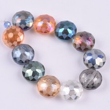 10pcs 18mm Rondelle Matte Colorful Plated Faceted Crystal Glass Loose Beads