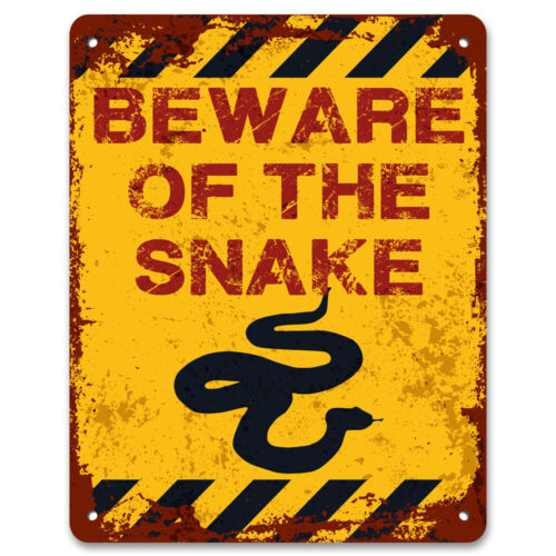 Beware Of The Snake | Vintage Metal Garden Warning Sign | Caution Sign