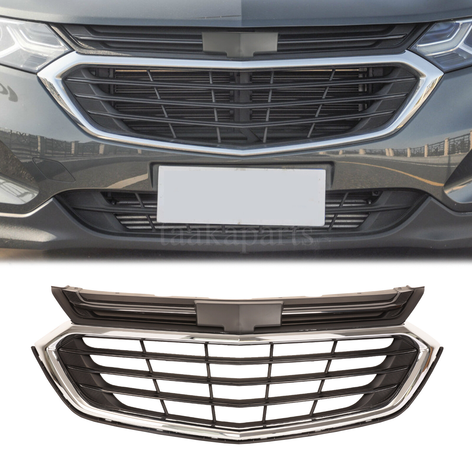 Front Bumper Grille Upper Grill w/Chrome Trim For Chevrolet Equinox