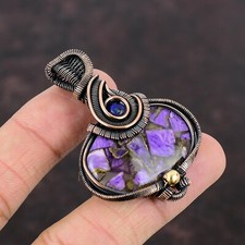 Ciondolo russo in rame con filo di pietra preziosa Charoite gioielli per ragazze 2,17"