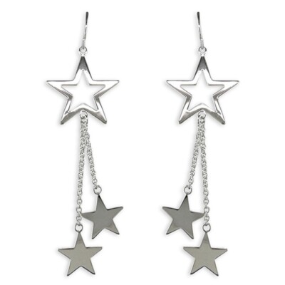 Sterling Silver Earrings R7130 Ladies Star Drop
