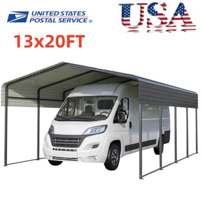 Heavy Duty Metal Carport 13x20FT Steel Carport All-Weather with Galvanized Steel