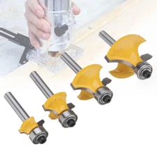 4Pcs 1/4" Shank Round Over Bead Edge Forming Router Bit 1/2'' 3/8'' 1/4'' 1/8''