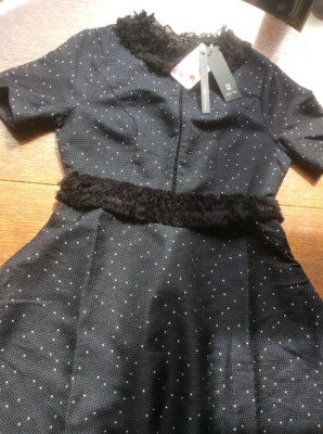 Size 10 Lost Ink Black Polka Dot Fit & Flare Dress  RRP £85 NEW