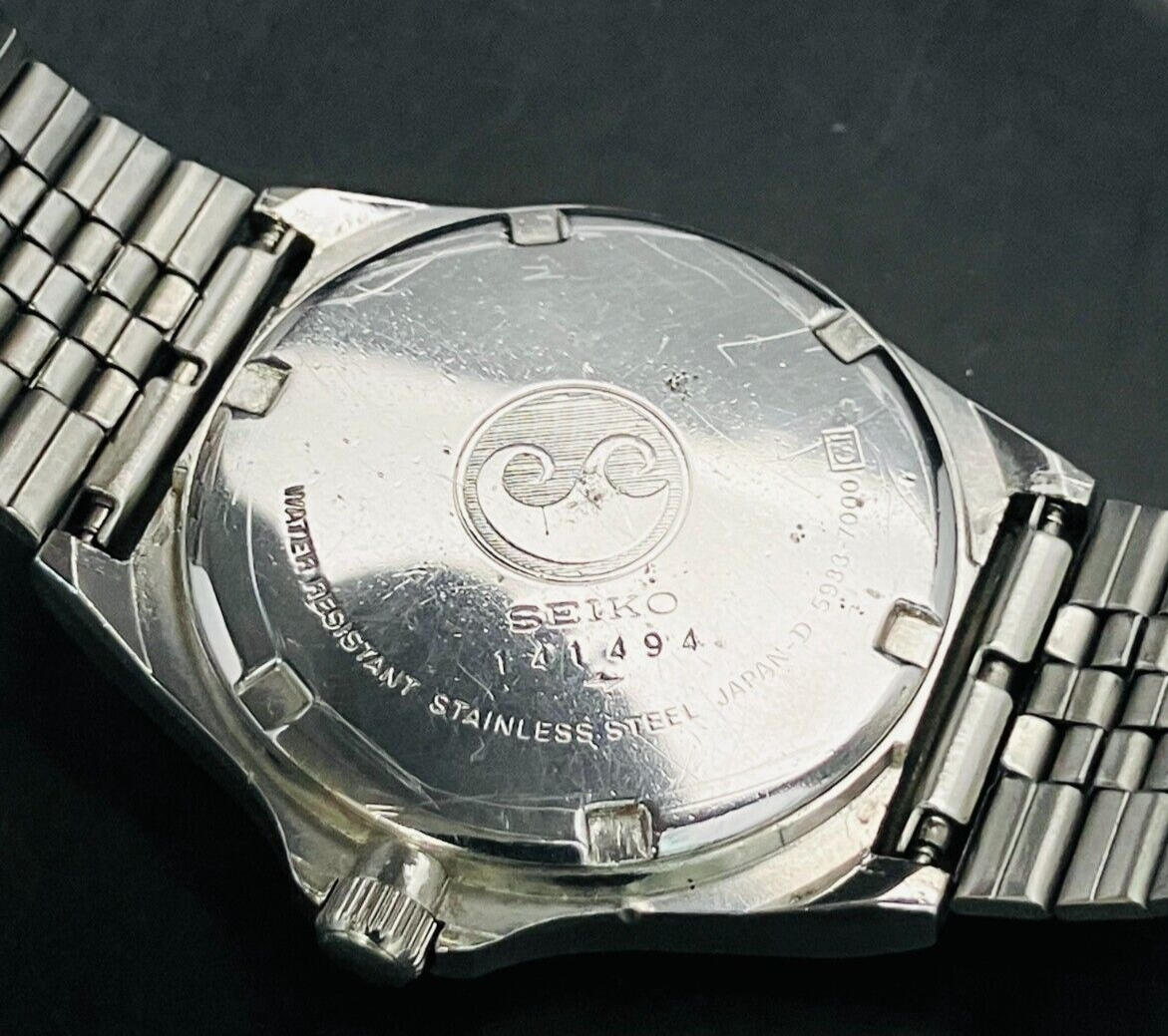 SEIKO WATCH SILVER WAVE QUARTZ 5933-7000 STAINLESS STEEL DAY SEIKO WATCH SILVER WAVE QUARTZ 5933-7000 STAINLESS STEEL DAY