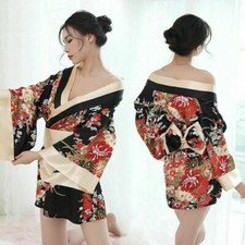 Women Kimono Robe Dress Japanese Nightwear Pajama Bathrobe Silky Loungewear Chic