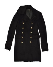 Fendi Womens Double Breasted Coat Uk 14 Large Black Aj36
