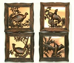 Dart Coppercraft Guild Vintage 1963 Copper 3D Framed Birds Wall Art Set of 4