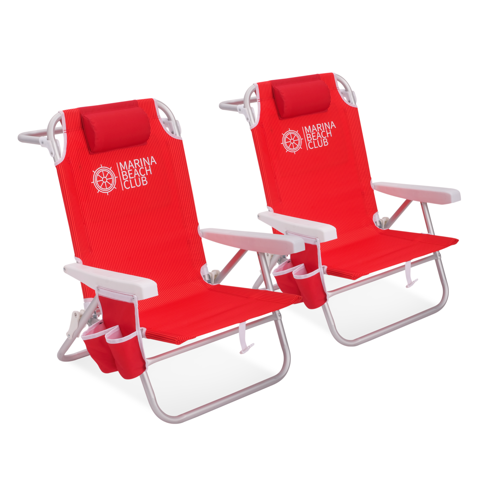 Sturdy Lightweight Backpack Beach Chair Comfortable 2-Pack in Red-image