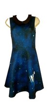 Galaxy Tardis Dr. Who Skater Dress Peter Pan Collar Hot Topic Women's Small Blue
