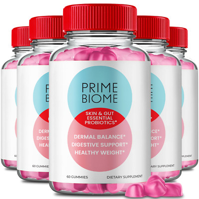(5 Pack) Prime Biome Gummies, PrimeBiome Supports Gut & Skin Health Gummy