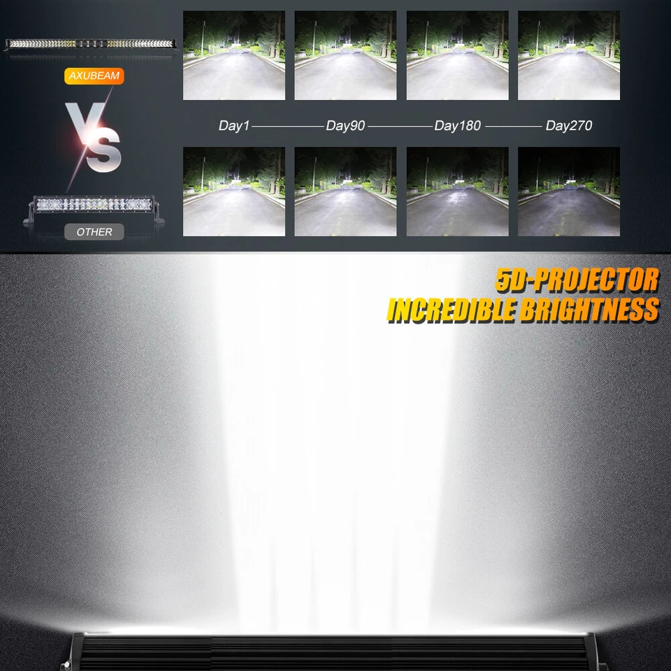 AUXEBAM 52" LED Light Bar 5D-PRO Lens Driving Lights Spot Flood For Ford Bronco — 第 4/4 张图片