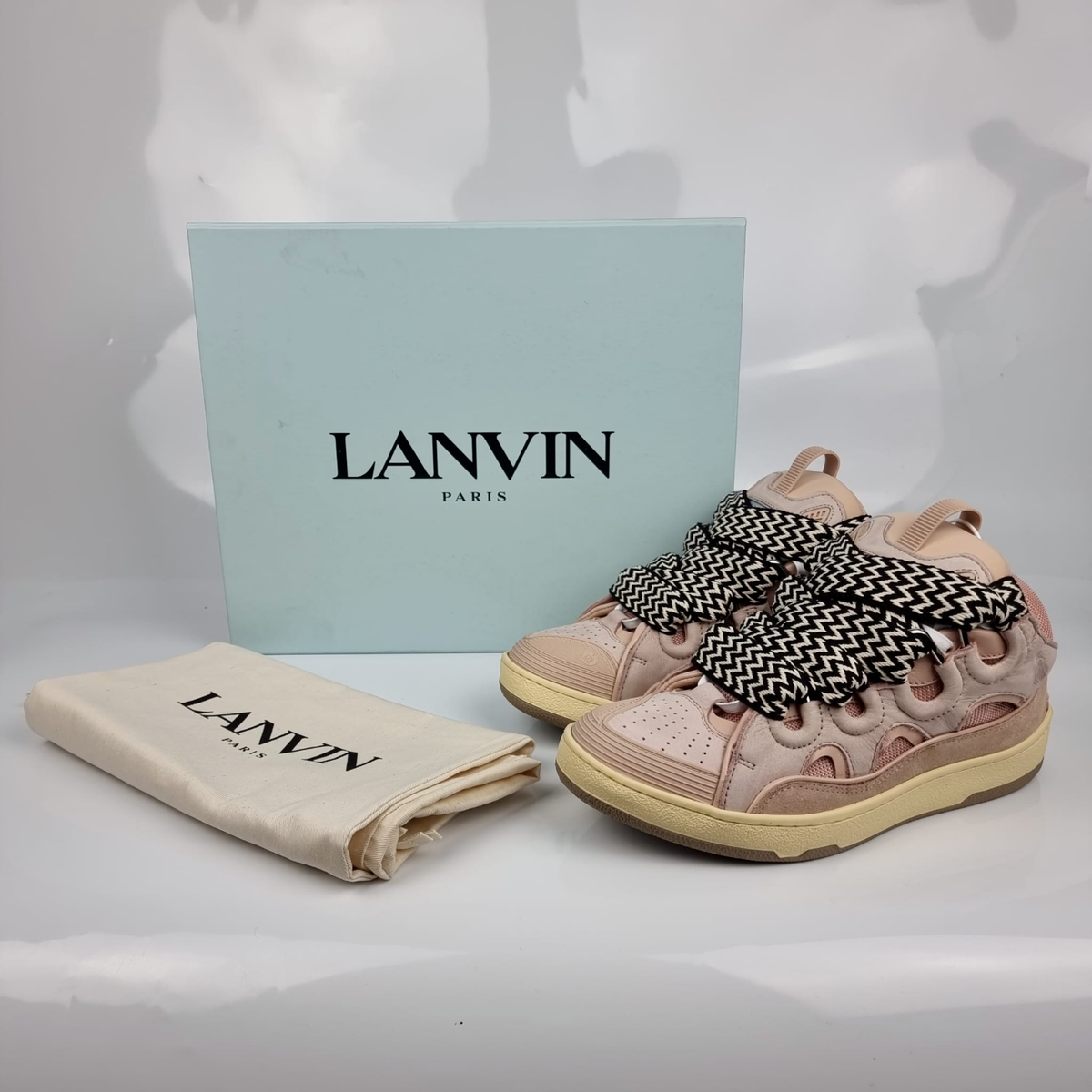 Lanvin Curb Men's Pink Leather Sneakers New | eBay
