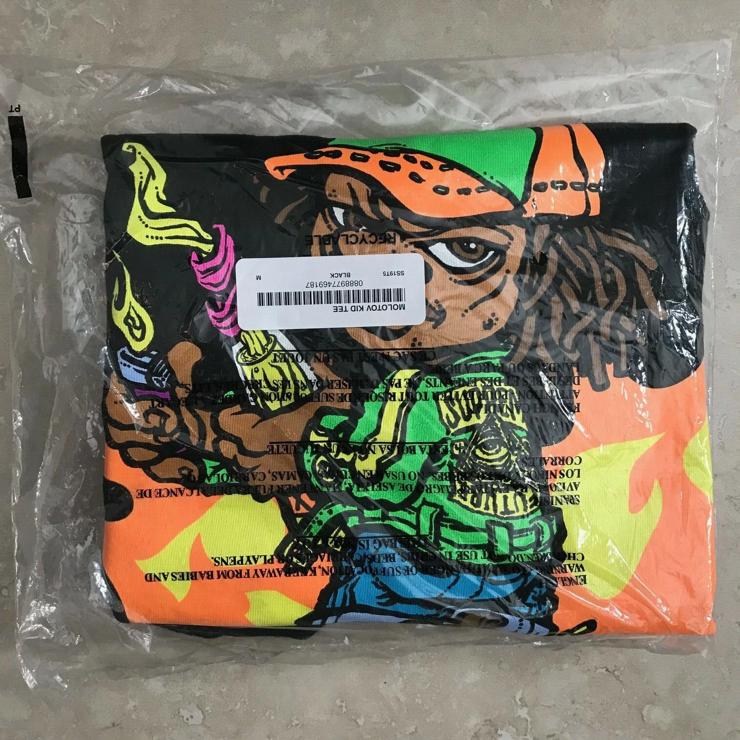 T SHIRT enfant SUPREME Molotov noir taille moyenne boîte logo marque Gonzales ANDY HOWELL
