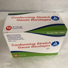 CONFORMING STRETCH GAUZE BANDAGE 3" NON-STERILE 12 ROLLS/Box  #3103  DYNAREX
