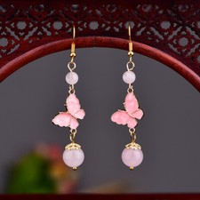 Jade Butterfly Earrings Women Amulets Natural 925 Silver Chinese Jewelry