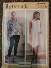 Butterick R10806 Button Front Shirt & Sleeveless Shirtdress Sz 6-14 UNCUT B6771