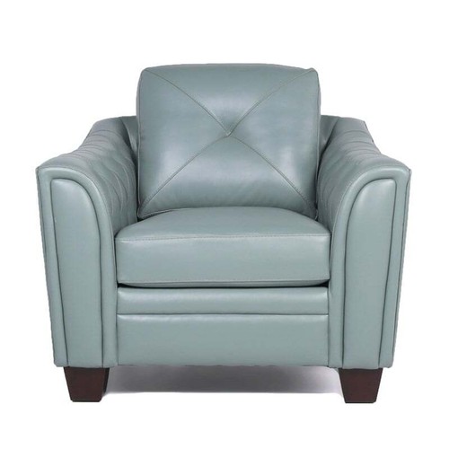 Daily Tufted Leather Accent Chair In Spa Blue - Picture 8 of 8