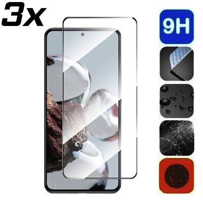 3x Panzerfolie aus Echtglas vollklebend Hartglasschutz für Xiaomi 12T / 12T Pro