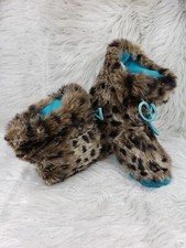 ACORN Faux Fir Blue Comfort Slippers Womens Size 8-9