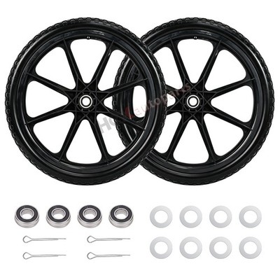 2 Pack 20'' PU Flat Free Tire & Wheel For Wheelbarrow Garden Yard Cart