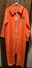 Men's Orange Prison Jumpsuit Costume Adult Jail Size XS Uniform Free Ship New