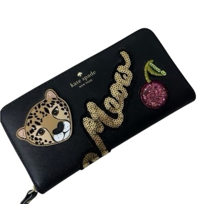 Kate spade‎ meow cat tiger long wallet glitter sequins embroidered novelty Kate Spade NWT Limited Edition Wlru5004 Meow Cat... | Depop main image 3