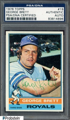 1976 Topps #19 George Brett Signed VTG Baseball Card Auto Royals HOF PSA/DNA