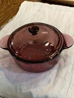 Vintage Visions corning cranberry glass 1.25 L casserole and lid Pyrex