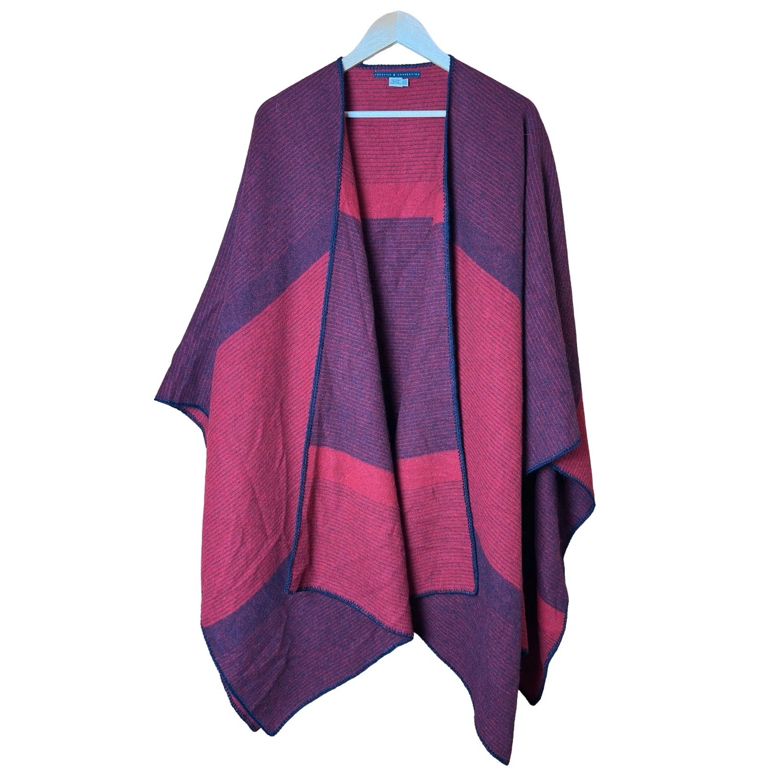 Peruvian Connection Red 100% Baby Alpaca poncho one size