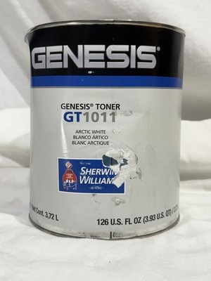 (1) Gallon Sherwin Williams GENESIS Toner GT1011 Arctic White UGLY CAN New