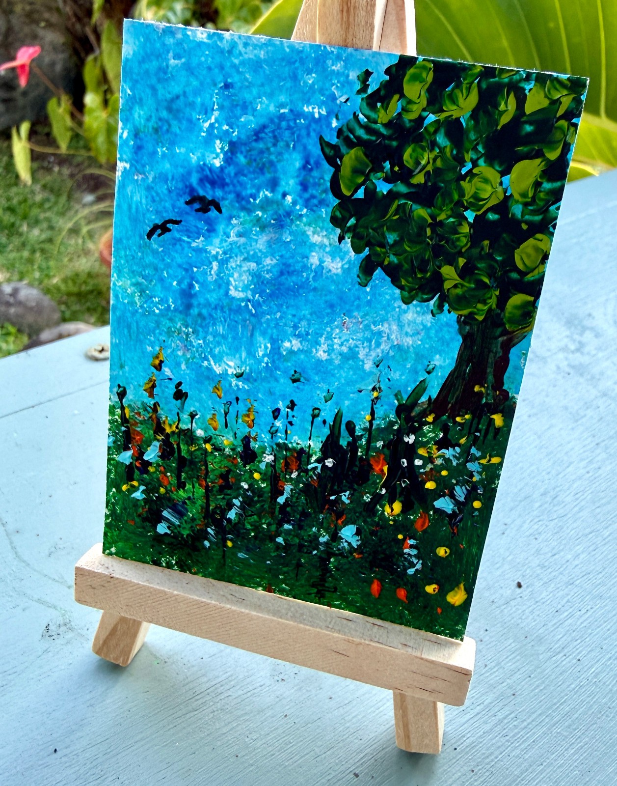 ACEO/ATC Original Abstract Acrylic Landscape Mini Painting Handpainted 3.5x2.5